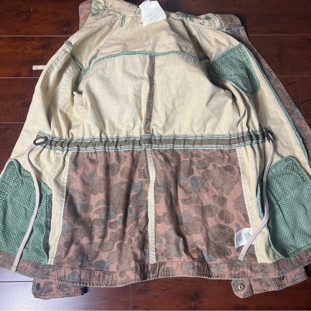 ANTHROPOLOGIE Hei Hei Floral Fatigue Jacket Camo Hooded Canvas Coat Size XS - Picture 9 of 13
